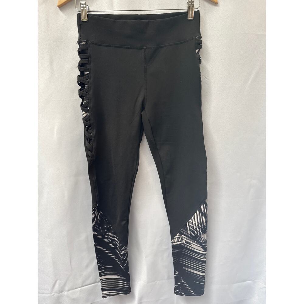Women’s Anne Klein 2 AK2 Black Work Out Yoga Pants Leggings Ankle Sz L